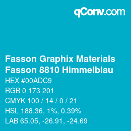 Código de color: Fasson Graphix Materials - Fasson 8810 Himmelblau | qconv.com