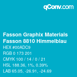 Code couleur: Fasson Graphix Materials - Fasson 8810 Himmelblau | qconv.com