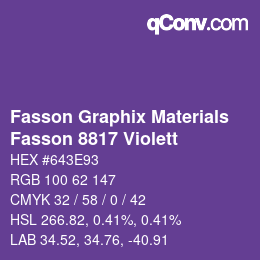 カラーコード: Fasson Graphix Materials - Fasson 8817 Violett | qconv.com