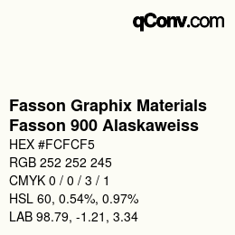 Farbcode: Fasson Graphix Materials - Fasson 900 Alaskaweiss | qconv.com