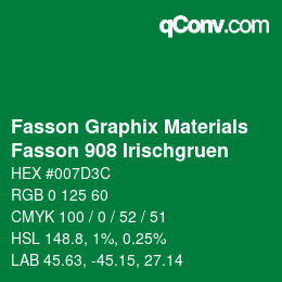 カラーコード: Fasson Graphix Materials - Fasson 908 Irischgruen | qconv.com