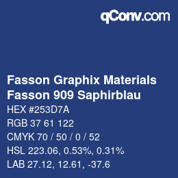 カラーコード: Fasson Graphix Materials - Fasson 909 Saphirblau | qconv.com