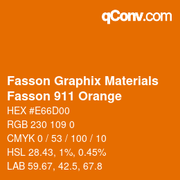 Código de color: Fasson Graphix Materials - Fasson 911 Orange | qconv.com