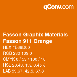 Code couleur: Fasson Graphix Materials - Fasson 911 Orange | qconv.com