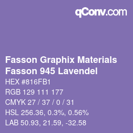 カラーコード: Fasson Graphix Materials - Fasson 945 Lavendel | qconv.com