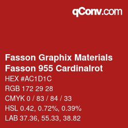 Código de color: Fasson Graphix Materials - Fasson 955 Cardinalrot | qconv.com