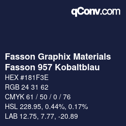 Code couleur: Fasson Graphix Materials - Fasson 957 Kobaltblau | qconv.com