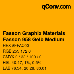 颜色代码: Fasson Graphix Materials - Fasson 958 Gelb Medium | qconv.com