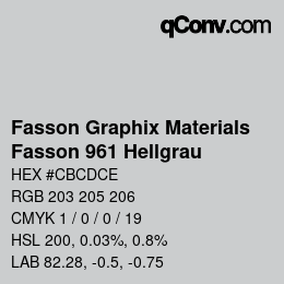 Farbcode: Fasson Graphix Materials - Fasson 961 Hellgrau | qconv.com