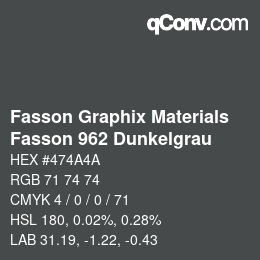 カラーコード: Fasson Graphix Materials - Fasson 962 Dunkelgrau | qconv.com