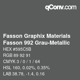 颜色代码: Fasson Graphix Materials - Fasson 992 Grau-Metallic | qconv.com