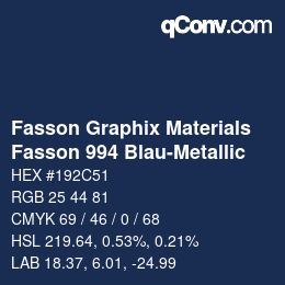 カラーコード: Fasson Graphix Materials - Fasson 994 Blau-Metallic | qconv.com