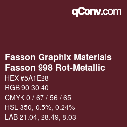 Code couleur: Fasson Graphix Materials - Fasson 998 Rot-Metallic | qconv.com