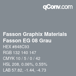 颜色代码: Fasson Graphix Materials - Fasson EG 08 Grau | qconv.com
