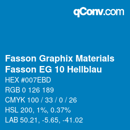 カラーコード: Fasson Graphix Materials - Fasson EG 10 Hellblau | qconv.com