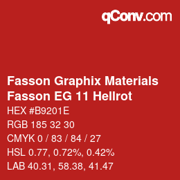 カラーコード: Fasson Graphix Materials - Fasson EG 11 Hellrot | qconv.com