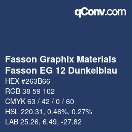 カラーコード: Fasson Graphix Materials - Fasson EG 12 Dunkelblau | qconv.com