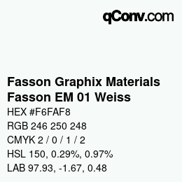 Farbcode: Fasson Graphix Materials - Fasson EM 01 Weiss | qconv.com