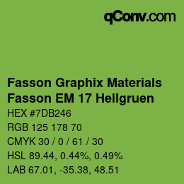 カラーコード: Fasson Graphix Materials - Fasson EM 17 Hellgruen | qconv.com