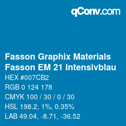 Código de color: Fasson Graphix Materials - Fasson EM 21 Intensivblau | qconv.com