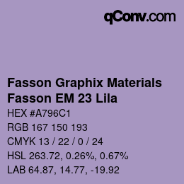 颜色代码: Fasson Graphix Materials - Fasson EM 23 Lila | qconv.com