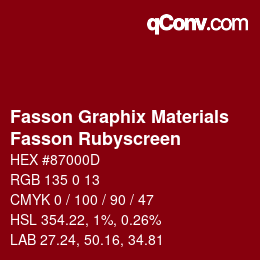 Code couleur: Fasson Graphix Materials - Fasson Rubyscreen | qconv.com