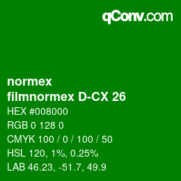 Código de color: normex - filmnormex D-CX 26 | qconv.com