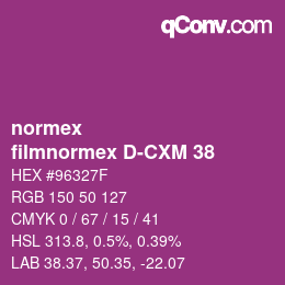 Farbcode: normex - filmnormex D-CXM 38 | qconv.com