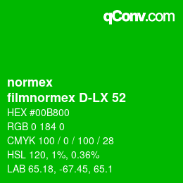 Código de color: normex - filmnormex D-LX 52 | qconv.com