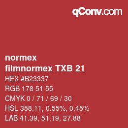 Code couleur: normex - filmnormex TXB 21 | qconv.com