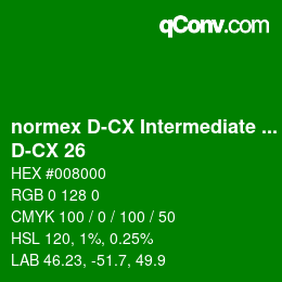 Farbcode: normex D-CX Intermediate Grade - D-CX 26 | qconv.com