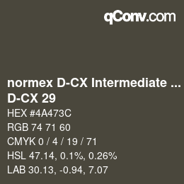 Code couleur: normex D-CX Intermediate Grade - D-CX 29 | qconv.com