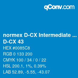 カラーコード: normex D-CX Intermediate Grade - D-CX 43 | qconv.com