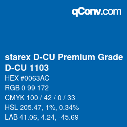 颜色代码: starex D-CU Premium Grade - D-CU 1103 | qconv.com