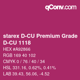 Código de color: starex D-CU Premium Grade - D-CU 1118 | qconv.com