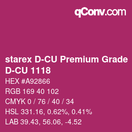 颜色代码: starex D-CU Premium Grade - D-CU 1118 | qconv.com