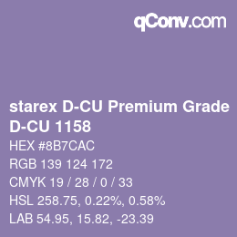 Código de color: starex D-CU Premium Grade - D-CU 1158 | qconv.com