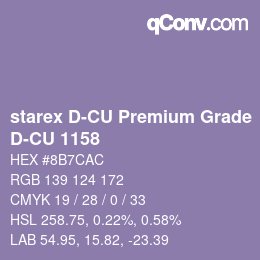 颜色代码: starex D-CU Premium Grade - D-CU 1158 | qconv.com
