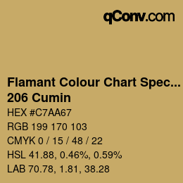 Code couleur: Flamant Colour Chart Special Edition - 206 Cumin | qconv.com