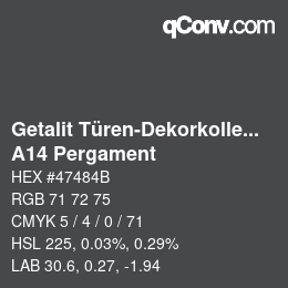 カラーコード: Getalit Türen-Dekorkollektion Uni - A14 Pergament | qconv.com