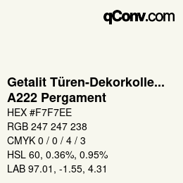 カラーコード: Getalit Türen-Dekorkollektion Uni - A222 Pergament | qconv.com