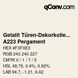 Farbcode: Getalit Türen-Dekorkollektion Uni - A223 Pergament | qconv.com