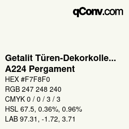 Color code: Getalit Türen-Dekorkollektion Uni - A224 Pergament | qconv.com