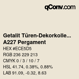 Farbcode: Getalit Türen-Dekorkollektion Uni - A227 Pergament | qconv.com