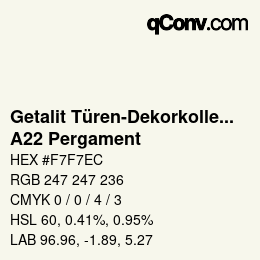 Farbcode: Getalit Türen-Dekorkollektion Uni - A22 Pergament | qconv.com