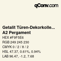 カラーコード: Getalit Türen-Dekorkollektion Uni - A2 Pergament | qconv.com