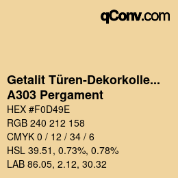 カラーコード: Getalit Türen-Dekorkollektion Uni - A303 Pergament | qconv.com