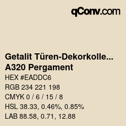 Code couleur: Getalit Türen-Dekorkollektion Uni - A320 Pergament | qconv.com