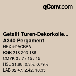 Code couleur: Getalit Türen-Dekorkollektion Uni - A340 Pergament | qconv.com