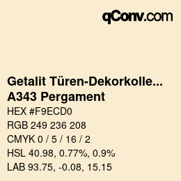 Farbcode: Getalit Türen-Dekorkollektion Uni - A343 Pergament | qconv.com